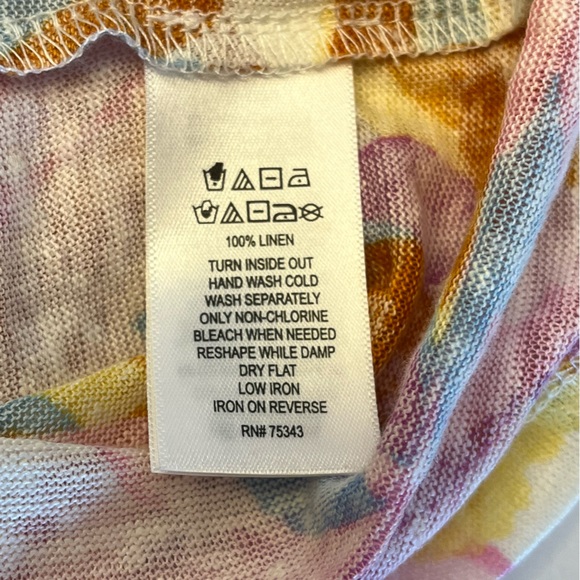 Joie Women’s Short Sleeve Colorful Floral 100% Linen Comfy Casual Boxy Top S - Picture 9 of 13